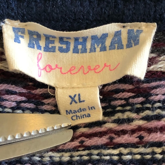 Freshman Forever Blue & Pink Sweater Poncho - Picture 2 of 7